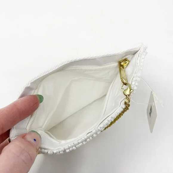 Love Heart Beaded Zip Pouch Gold Chain Handle - Picture 7 of 7